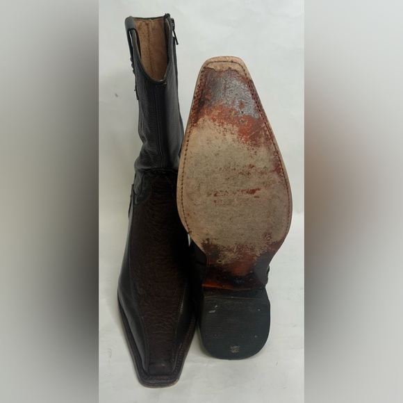 Men’s Forastero Brown Leather Western Boots Side Zip Sz 10 Preowned Super Clean! - Picture 11 of 11